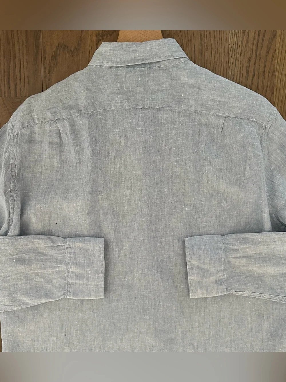 J. Crew Slim Fit Linen Blend Button Down Shirt in Light Sky White Blue Large